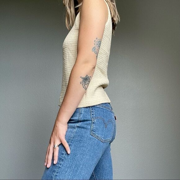 St. John Gold Metallic Wool Work Tank Top Camisole - Picture 4 of 8